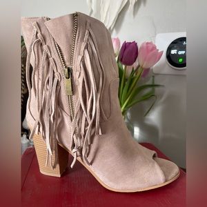 Fringe heel booties